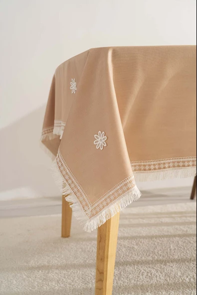 Silvio Somon Güpür Çiçekli Masa Örtüsü 160x220 cm - Resim 5