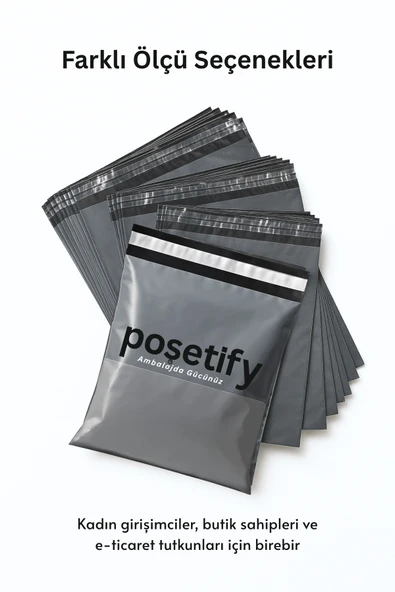 POŞETİFY Cepli Kargo Poşeti 40x50x5 cm | 5000 Adet | E-Ticaret Poşeti | Gri | Yapışkan Bantlı Kargo Zarfı - Resim 6