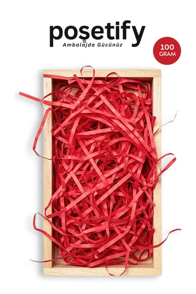 POŞETİFY Premium Kırpık Kâğıt Dolgu – 100 gr | Kırmızı | Estetik Ambalaj | Koruyucu Paketleme Kâğıdı ürün görseli