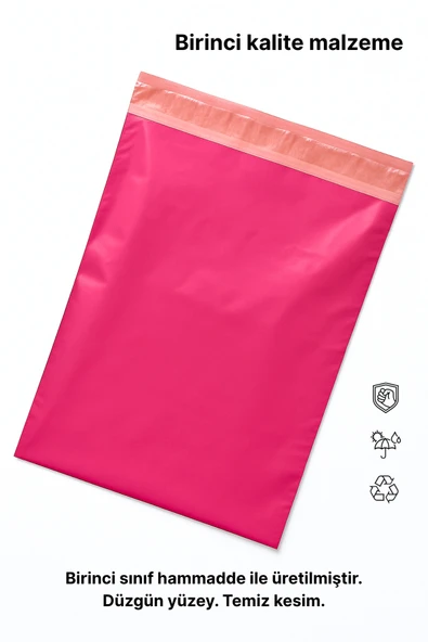 POŞETİFY Pembe Cepsiz Kargo Poşeti 25X30x5 cm | 50 Adet | E-Ticaret Poşeti | Yapışkan Bantlı Kargo Zarfı - Resim 3