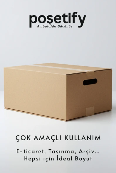 POŞETİFY El Geçmeli Çift Oluklu Koli 60x40x40 | 5’li Set | Taşınma ve İhracat Kolisi - Resim 6