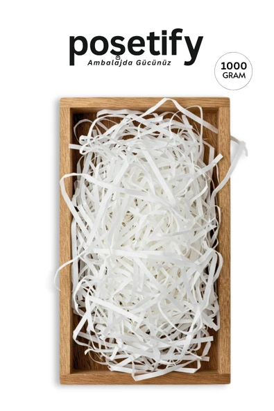 POŞETİFY Premium Kırpık Kâğıt Dolgu – 1000 gr | Beyaz | Estetik Ambalaj | Koruyucu Paketleme Kâğıdı ürün görseli