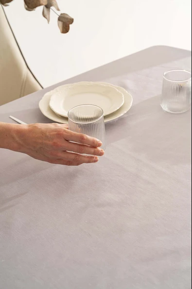 Silvio Gri Güpür Çiçekli Masa Örtüsü 160x220 cm - Resim 5