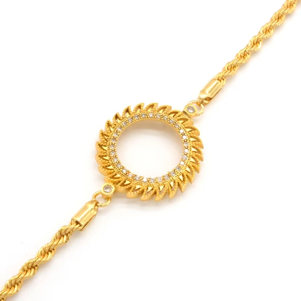 Yarım Altın Çerçeve Bileklik Çelik Altın Kaplama Burgu Güneş Model BLK-1082 - Resim 3