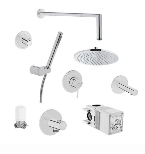 VitrA Origin Krom Ankastre Tepe Banyo Duş Seti 3 Yollu ürün görseli