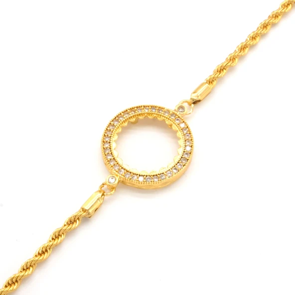 Yarım Altın Çerçeve Bileklik Çelik Altın Kaplama Burgu Model BLK-1073 - Resim 3