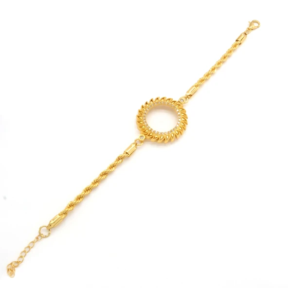 Yarım Altın Çerçeve Bileklik Çelik Altın Kaplama Burgu Güneş Model BLK-1082 - Resim 4