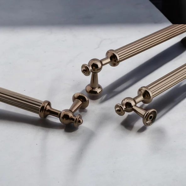 Mobilya Çekmece Mutfak Dolabı Dolap Kulpları Kulpu Kulpları Çizgili Bronz Metal Kulp 128 mm - Resim 4