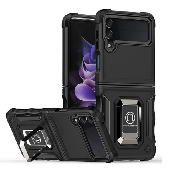 Nettech Samsung Galaxy Z Flip 4 Uyumlu Armour Yüzüklü Seri Arka Koruma Kılıf NT-100737 ürün görseli