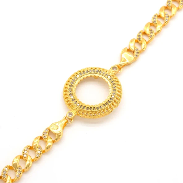 Yarım Altın Çerçeve Bileklik Çelik Altın Kaplama Figaro Model BLK-1115 ürün görseli