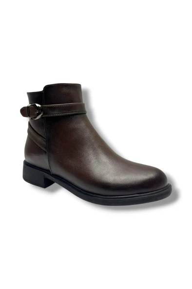 Fancy 5000-26 Anatomik Cilt Deri Tokalı Fermıuarlı Kadın Bot - Resim 4