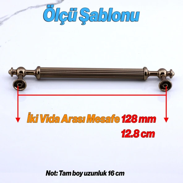 Mobilya Çekmece Mutfak Dolabı Dolap Kulpları Kulpu Kulpları Çizgili Bronz Metal Kulp 128 mm - Resim 2