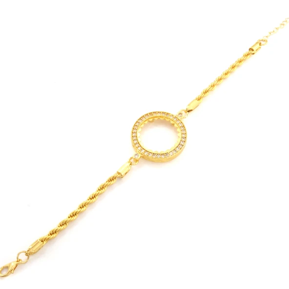 Yarım Altın Çerçeve Bileklik Çelik Altın Kaplama Burgu Model BLK-1073 - Resim 4