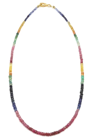 Yakut - Safir - Zümrüt Doğal Taş 925 Ayar Gümüş Kolye Rondel Kesim - KLYG-1613 ürün görseli