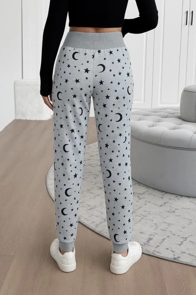 MDB Kadın Yüksek Bel Bağcıklı Desenli Iki Iplik Pantolon - Resim 5