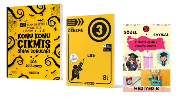HIZ YAYINLARI 8. SINIF KONU KONU ÇIKMIŞ SINAV SORULARI - LGS 3 GENEL DENEME ve Hediye ürün görseli