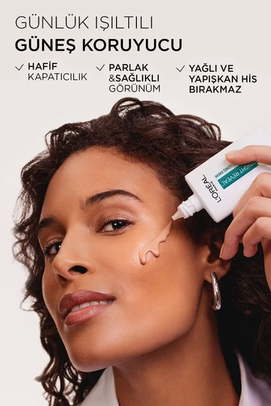 L'Oreal Paris Bright Reveal Koyu Leke Karşıtı Renkli Fluid Günlük Yüz Güneş Kremi SPF50+ 50 ml - Medium - Resim 2