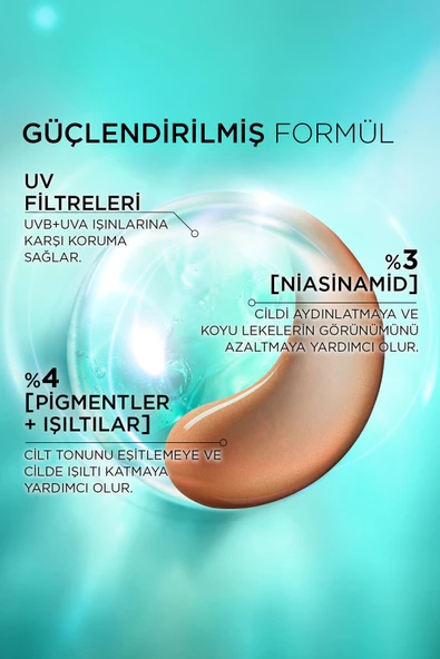 L'Oreal Paris Bright Reveal Koyu Leke Karşıtı Renkli Fluid Günlük Yüz Güneş Kremi SPF50+ 50 ml - Medium - Resim 4