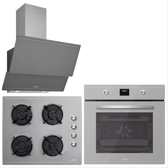 Silverline Luno Ankastre Gri Set ( 3420S Davlumbaz 6502S Fırın CS5335S Ocak ) ürün görseli 1