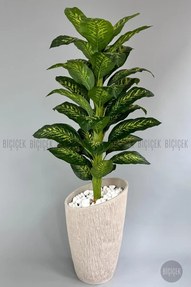 BİÇİÇEK Yapay Difenbahya Ağacı 210 cm Lux Dış Mekan Saksıda - Resim 5