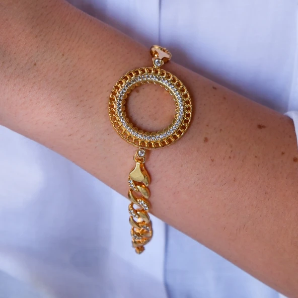 Yarım Altın Çerçeve Bileklik Çelik Altın Kaplama BLK-1108 - Resim 2