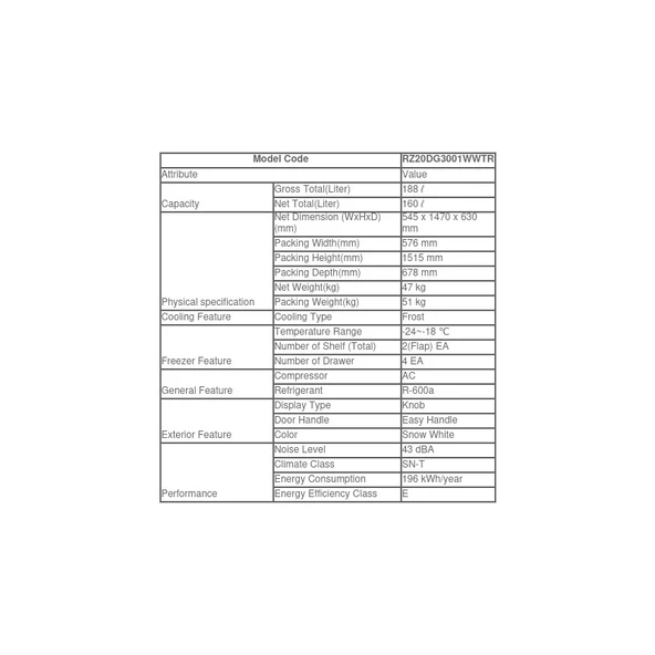 Samsung RZ20DG3001WWTR  160Lt Tek Kapılı Derin Dondurucu - Resim 3
