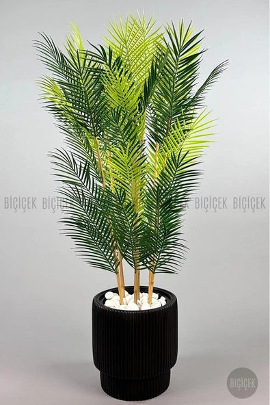 BİÇİÇEK YAPAY AREKA PALMİYESİ 6 GÖVDE GALA SAKSIDA YOĞUN YAPRAKLI - Resim 3