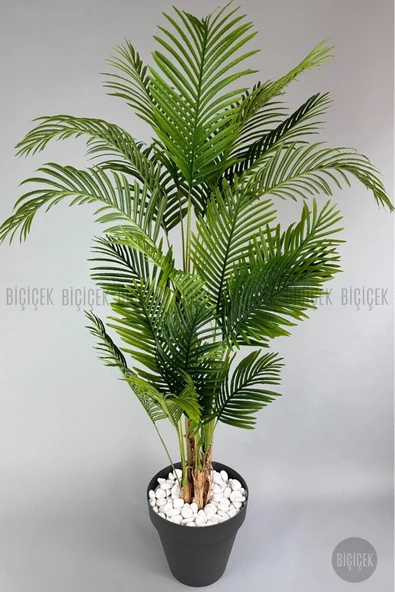 BİÇİÇEK YAPAY AREKA AĞACI  BÜYÜK BOY PALMİYE AĞACI 4 BAMBU GÖVDELİ 220CM ANTRASİT RENK YALI SAKSIDA - Resim 8