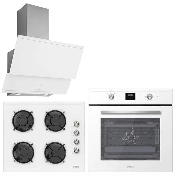 Silverline Luno Ankastre Beyaz Set ( 3420W Davlumbaz 6502W Fırın CS5335W Ocak ) ürün görseli 1