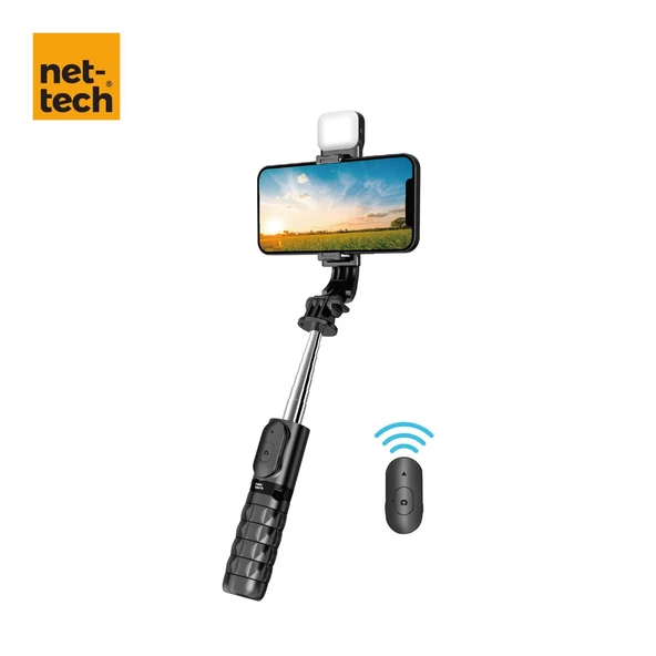 Nettech NT-MT05 Taşınabilir Selfie Çubuk Işıklı Tripod NT-107457 ürün görseli 1