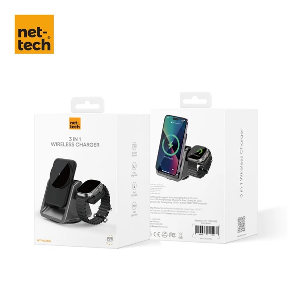 Nettech NT-WCH05 3 in 1 15W Kablosuz Wireless Şarj NT-WCH05 - Resim 4