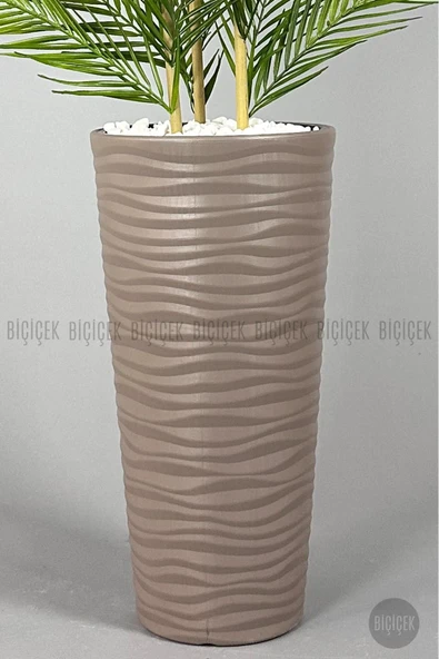 BİÇİÇEK Yapay Areka Ağacı Palmiye Ağacı 33 Yapraklı Bambu Gövdeli Mocca Kumsal Saksı Salon Çiçeği 150cm - Resim 2