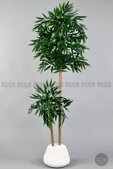 BİÇİÇEK Yapay Bambu Ağacı 140cm Büyük Saksı Yoğun Yapraklı - Resim 6