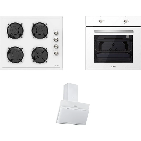 Luno Ekonomik Beyaz Ankastre Cam Set (L335W01 + L D34 W02662 + F6501W02) ürün görseli