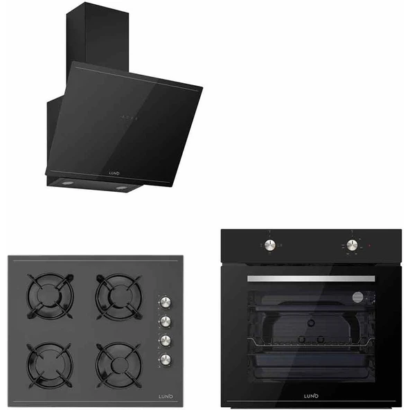 Luno Silverline Luno Siyah Cam Ankastre Set 3481 - CS5335B01 - BO6501B01 ürün görseli 1