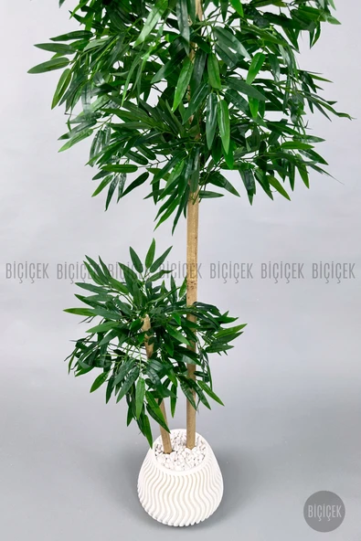 BİÇİÇEK Yapay Bambu Ağacı 140cm Büyük Saksı Yoğun Yapraklı - Resim 3