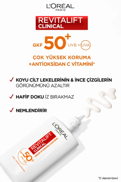 L'Oreal Paris Revitalift Clinical Leke Karşıtı Güneş Koruyucu Yüz Kremi SPF50 50 ml - Resim 3