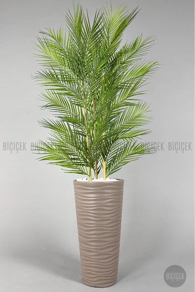 BİÇİÇEK Yapay Areka Ağacı Palmiye Ağacı 33 Yapraklı Bambu Gövdeli Mocca Kumsal Saksı Salon Çiçeği 150cm ürün görseli