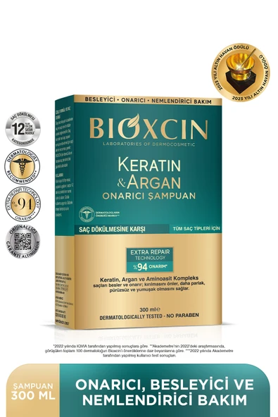 Keratin & Argan Onarıcı Bakım Şampuan 300 ml - Yıpranmış ve Hassas Saçlar