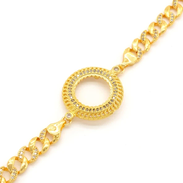 Yarım Altın Çerçeve Bileklik Çelik Altın Kaplama BLK-1108 - Resim 3