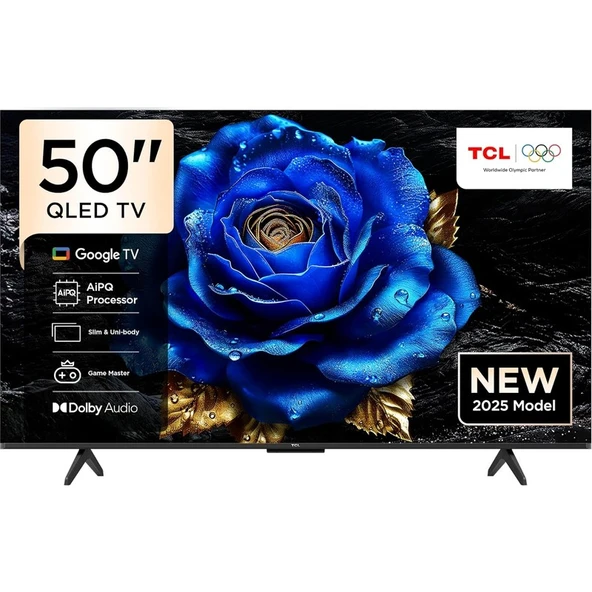 TCL 50T6C  50" 127 Ekran Uydu Alıcılı 4K Ultra HD Google QLED TV ürün görseli 1