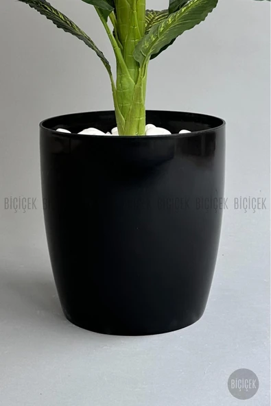 BİÇİÇEK Yapay Ağaç Difenbahya Bambu Gövdeli 180cm Büyük Boy Siyah Renk Yakut Saksıda - 2