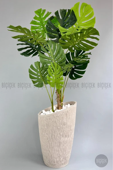 BİÇİÇEK Yapay Monstera Ağacı 200 cm lux dış mekan saksıda - Resim 4
