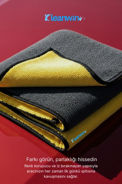 Kleanwin AquaMax 2’li Set 50x70 cm Mikrofiber 800 GSM Oto Kurulama Havlusu – Çift Katlı Ultra Emici Havlu - Resim 3