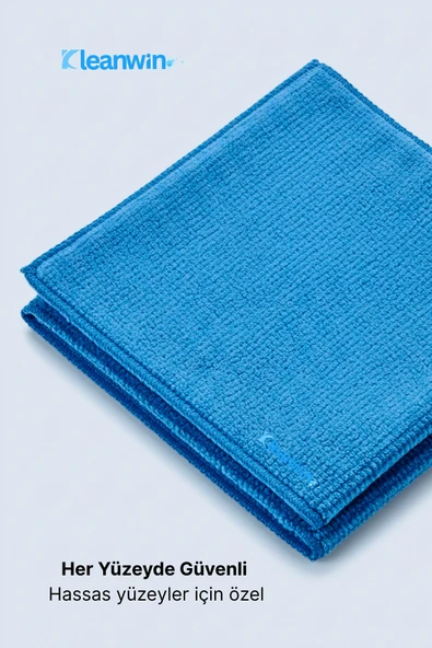 Kleanwin Velora Mavi Kadife Mikrofiber Bez 40x40Cm 400 GSM – Ev, Mutfak ve Araç Çok Amaçlı Temizlik Bezi - Resim 4