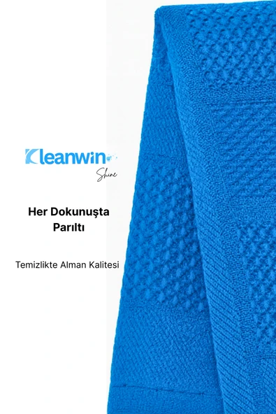 Kleanwin Shine Mikrofiber Cam Bezi 40x60 cm | 200 GSM | Mavi | İz Bırakmaz, Emici Araç ve Ev Temizlik Bezi - Resim 7