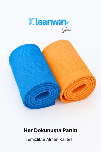 Kleanwin Shine 2’li 40x60Cm Mikrofiber Cam Bezi Seti – Mavi ve Turuncu, Ev ve Araç Cam Temizlik Bezi - Resim 3