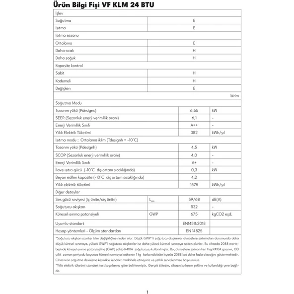 Vestfrost Vf Klm A++ 24000 BTU/h Inverter Duvar Tipi Klima - Resim 3