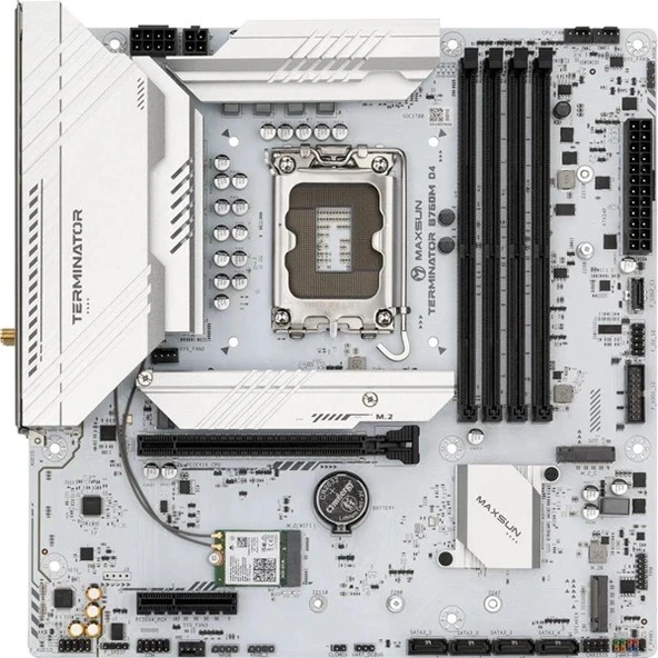 MAXSUN TERMINATÖR B760M D4 ICE DDR4 HDMI-DP PCIE 4.0 1700P MATX BEYAZ - Resim 2