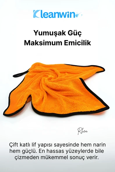 Kleanwin Rhea 50x70Cm 600 GSM Mikrofiber Oto Kurulama Bezi – Ev ve Araç İçin Profesyonel Temizlik Bezi - Resim 6